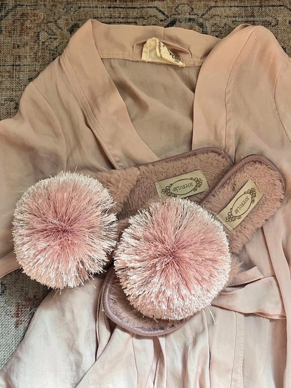 Joyfolie/ Mia Joy Pink Robe & Pom-Pom Slipper Girls